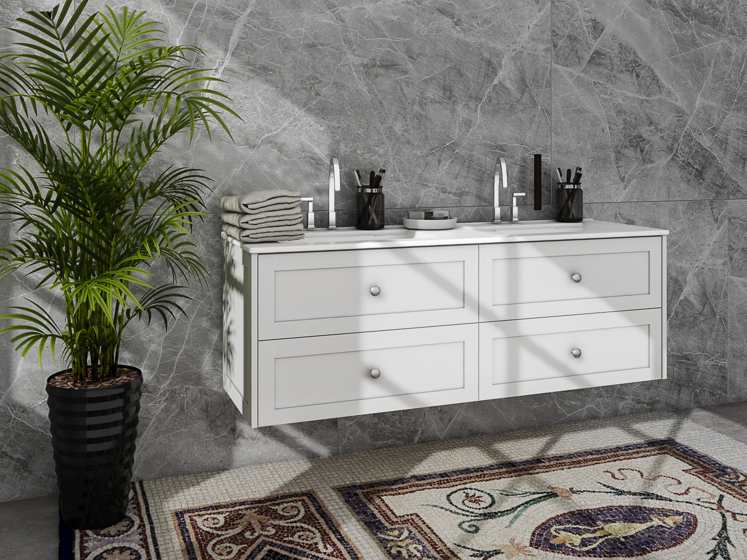 Sunny 1200 Wall Hung Design Vanity with double/single bowl basin